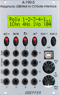 A-190-5 Polyphonic USB/Midi-to-CV/Gate Interface