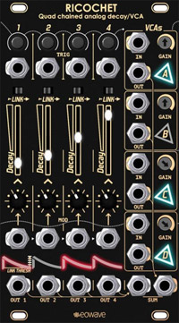 Ricochet: Quad Chained Analog Decay/VCA