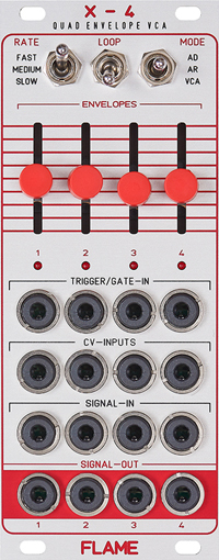 X-4: Poly Envelope VCA - Quad VCA