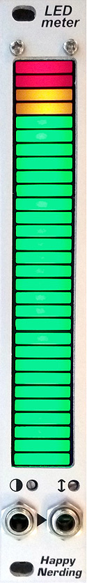 LED Meter (Green Color with Yellow-Red Peak Segments; Silver)